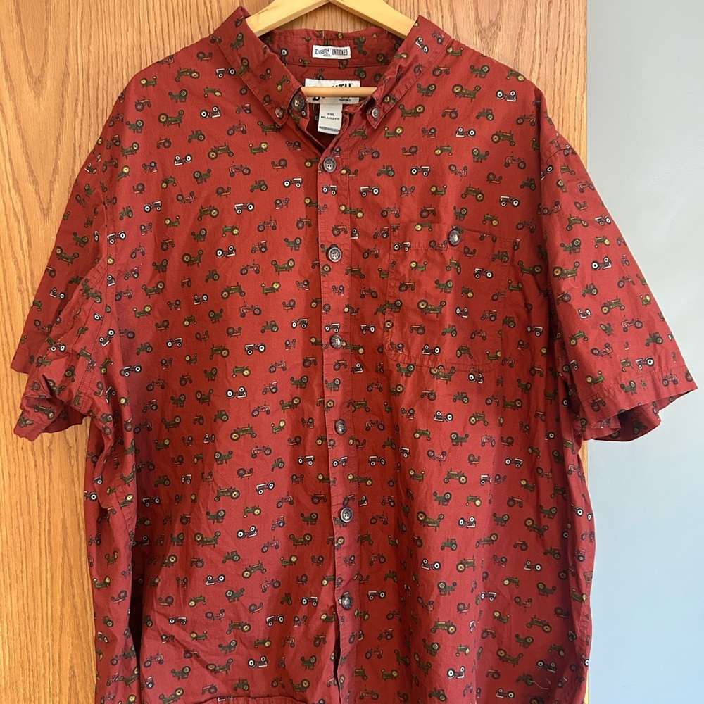 Duluth Trading Co Men's Red Bicycle Pattern Shirt